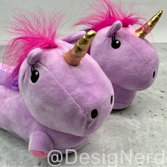 URMI THE UNICORN PLUSH SLIPPERS ADULT SMALL /YOUTH XL LED LIGHT UP HORN PUPLE - Picture 2 of 15